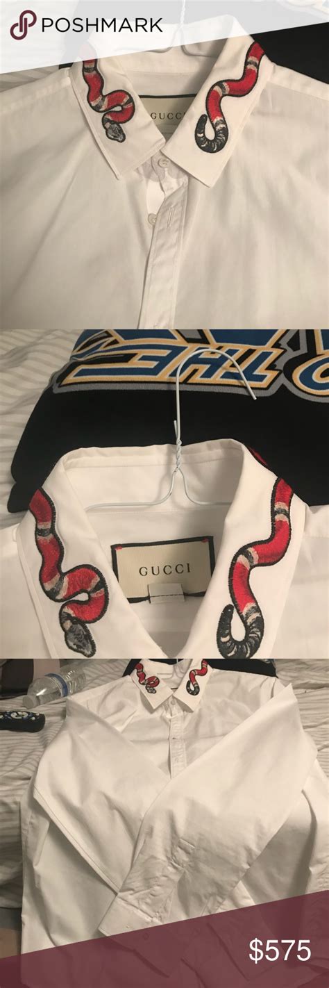 gucci snake white dress shirt|white gucci shirt with snake.